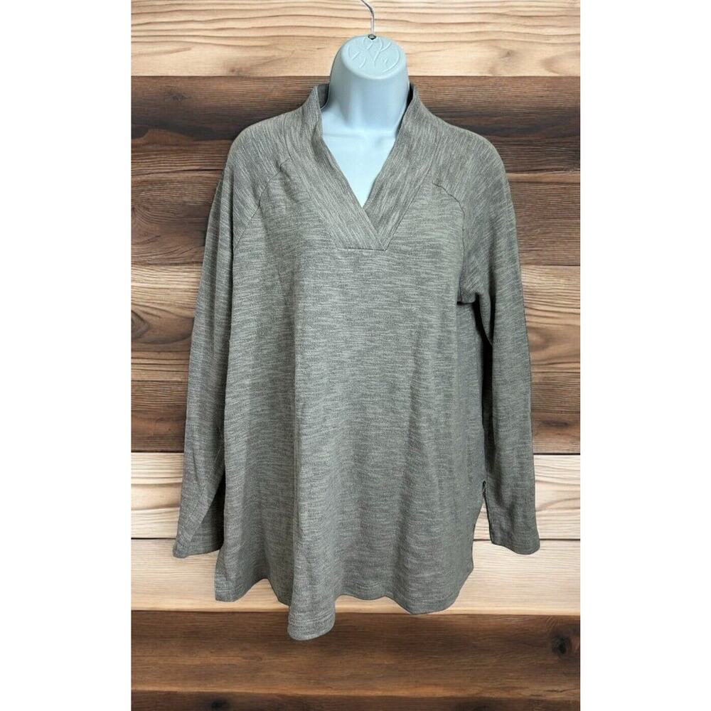 Pure Jill J.Jill Tunic Sweater Sz Medium Gray Raglan Sleeve V-Neck Relaxed Long